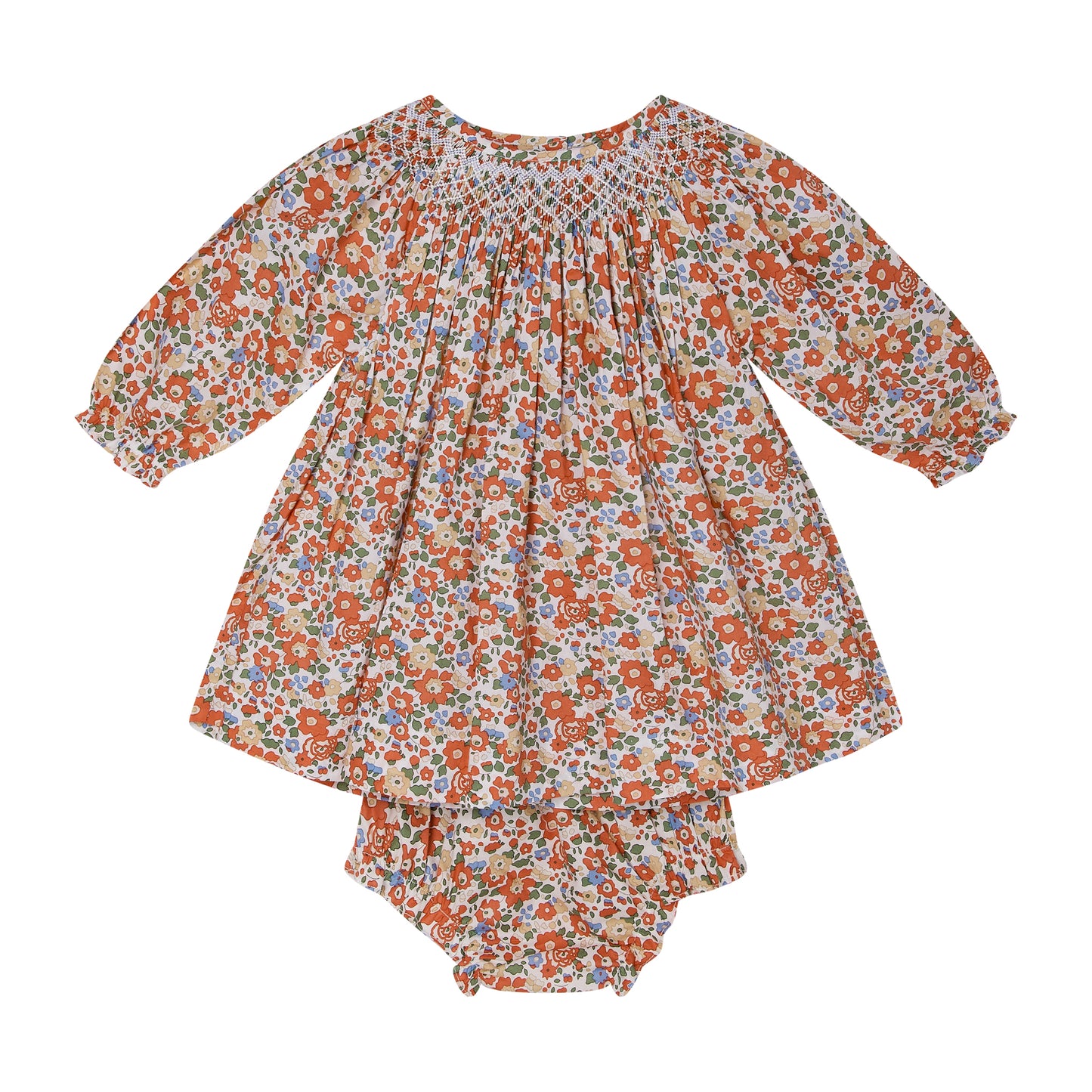 Calypso Orange Floral w/ Smocked Collar Dress - Question Everything FW24