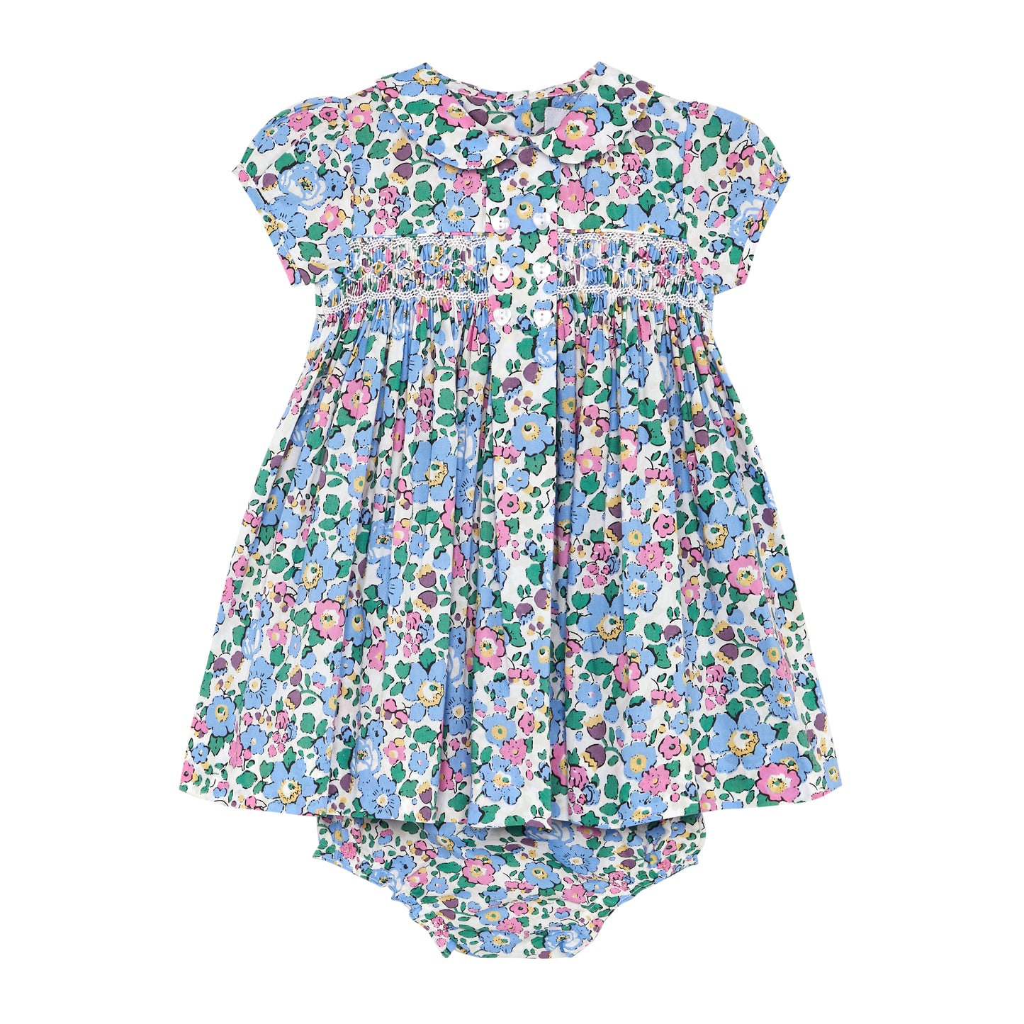 Light Blue+Pink Flowers Smocked Dress - Question Everything SP24
