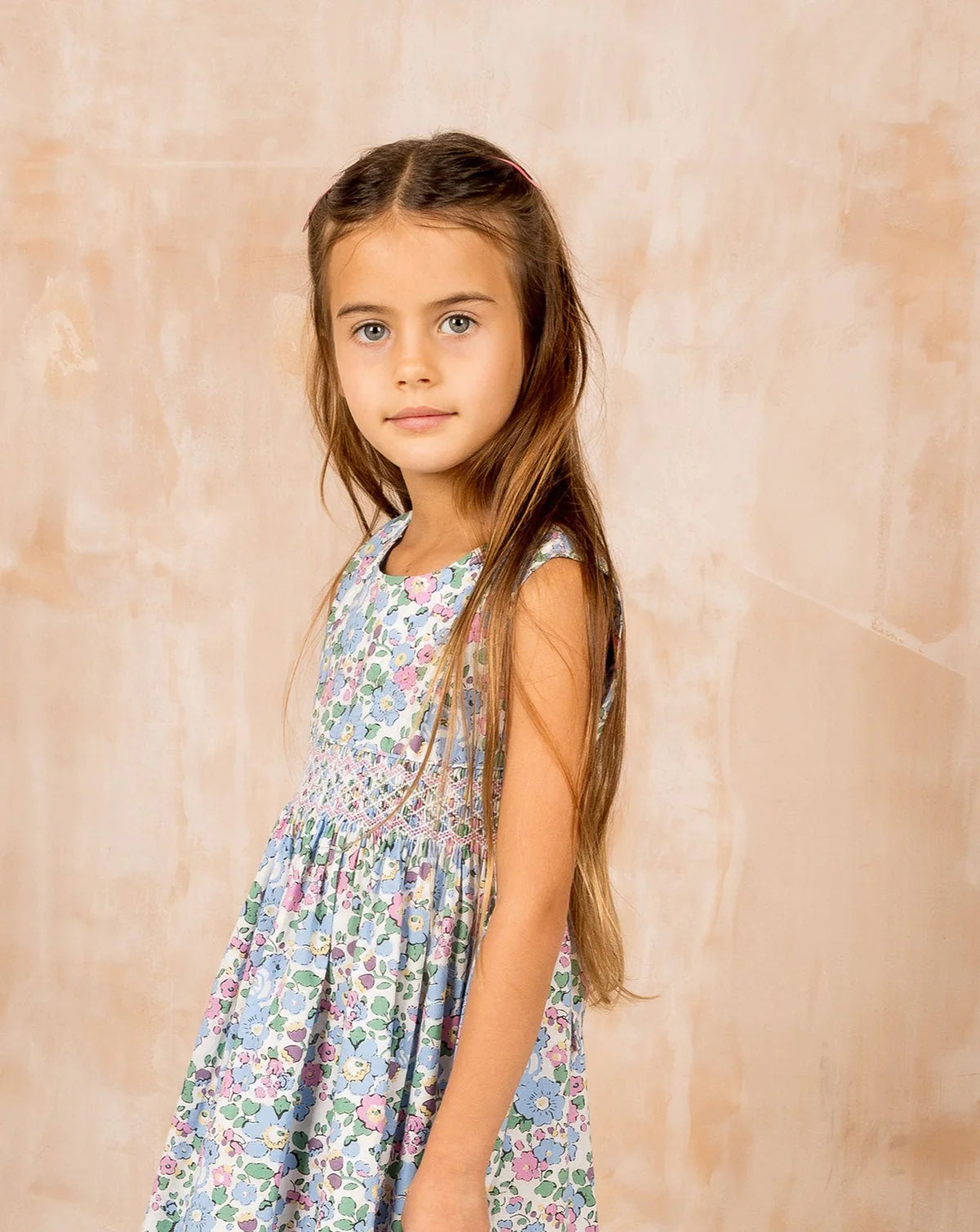 Sleeveless Light Blue+Pink Flowers Smocked Dress - Question Everything SP24