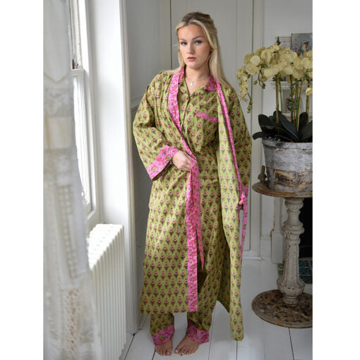 Lime Green & Pink  Dressing Gown - Powell Craft