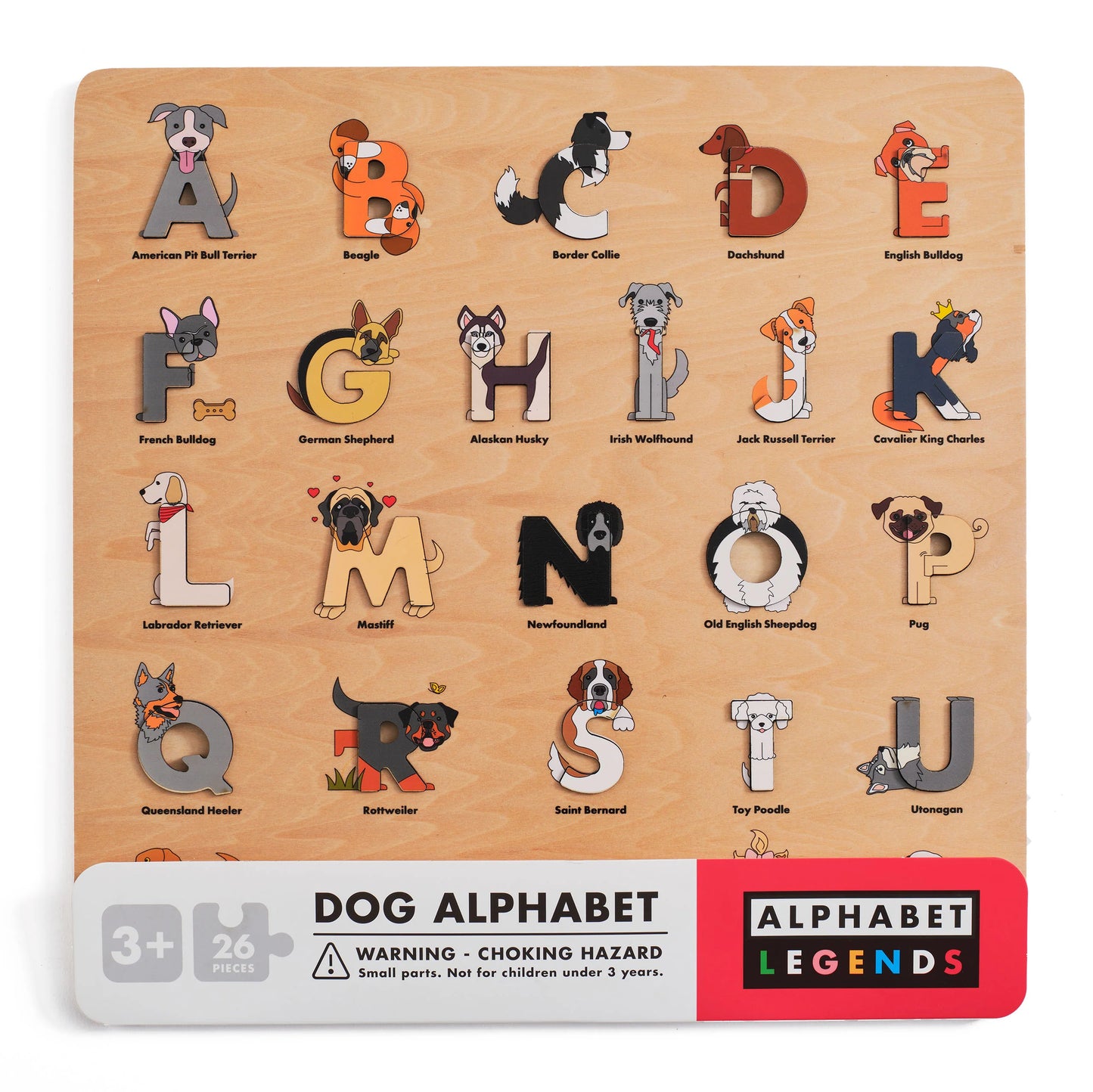 Dog Wooden Alphabet Puzzle - Alphabet Legends