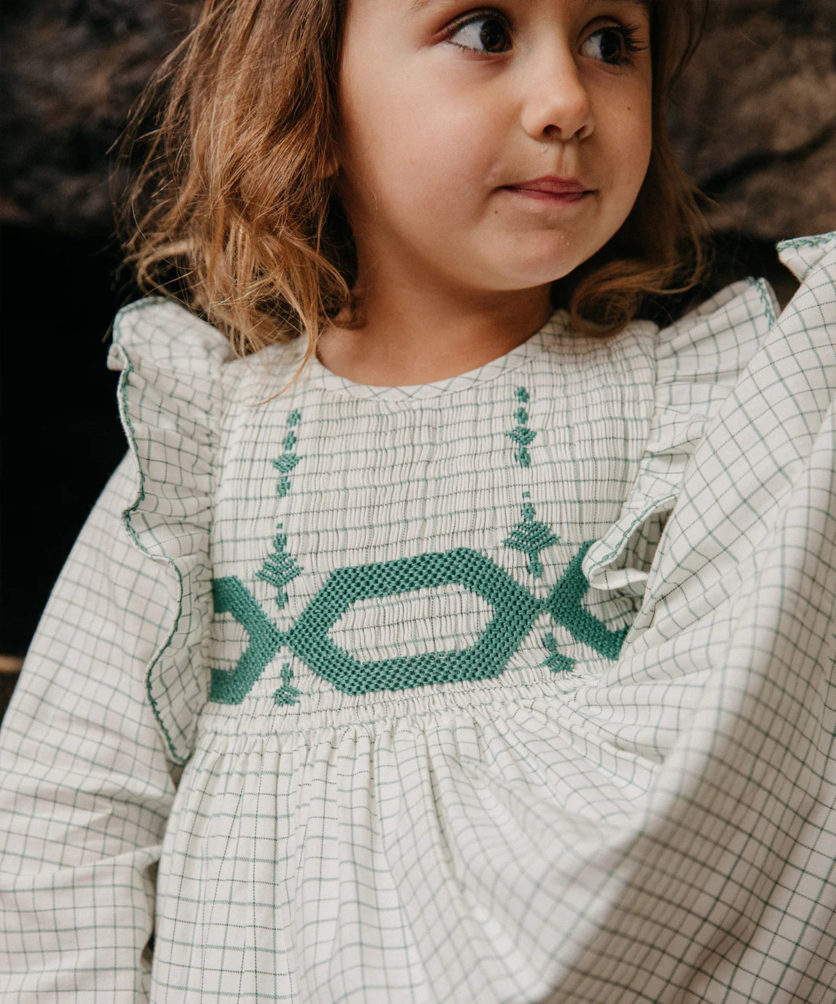 Smocked Green Check Dress - Oso & Me