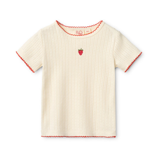 Flora SS Pointelle Strawberry Tee- Floss SP26