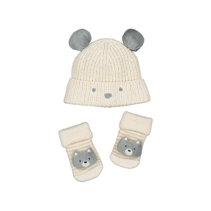 Ribbed Knit Hat/Mitt w Ears- Mayoral FW25