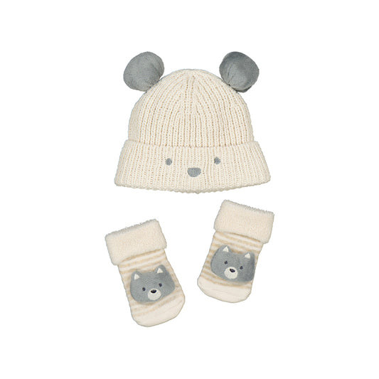 Ribbed Knit Hat/Mitt w Ears- Mayoral FW25