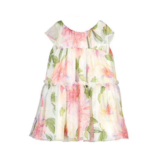 Big Floral Printed Gauze Dress-abel & lula SP24