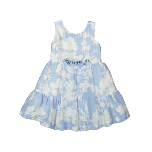 Blue Gauze Floral Dress-abel & lula SP24