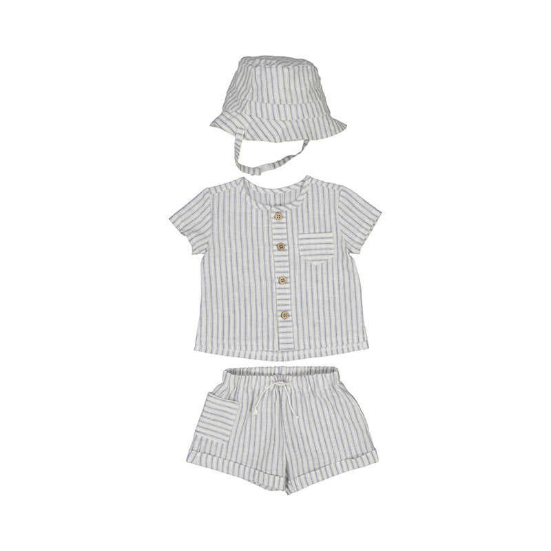 3pc Ticking  Striped Short Set- Mayoral SP25