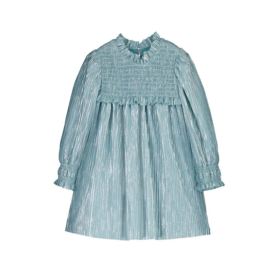Pleated Smocked Shimmer Dress-abel & lula FW25