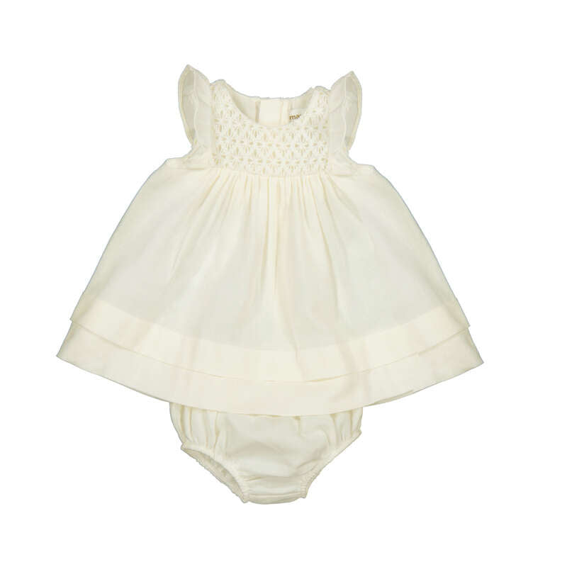 Ecru Smocked Dress-Mayoral SP26