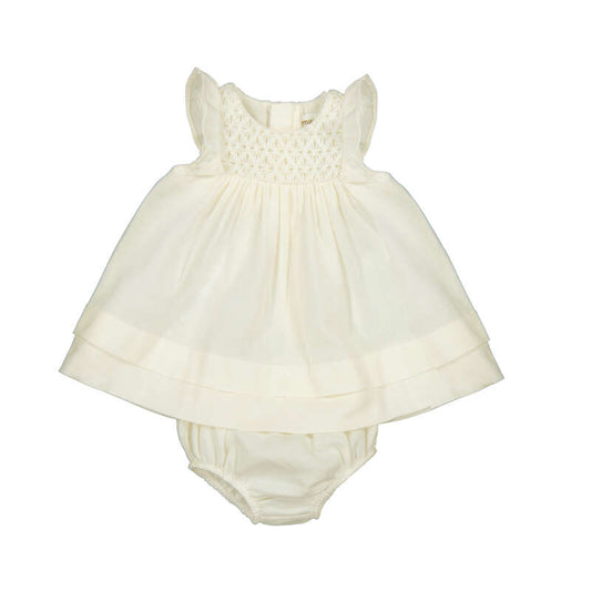 Ecru Smocked Dress-Mayoral SP26