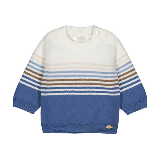 Multi Blue Striped Crew Sweater- Mayoral FW25