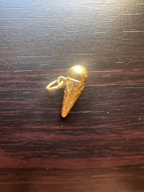 Vintage 14k Gold Ice Cream Cone Charm