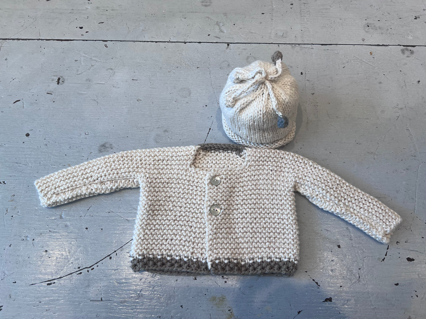 Hand Knit Baby Cardigan- Sew Great Detroit