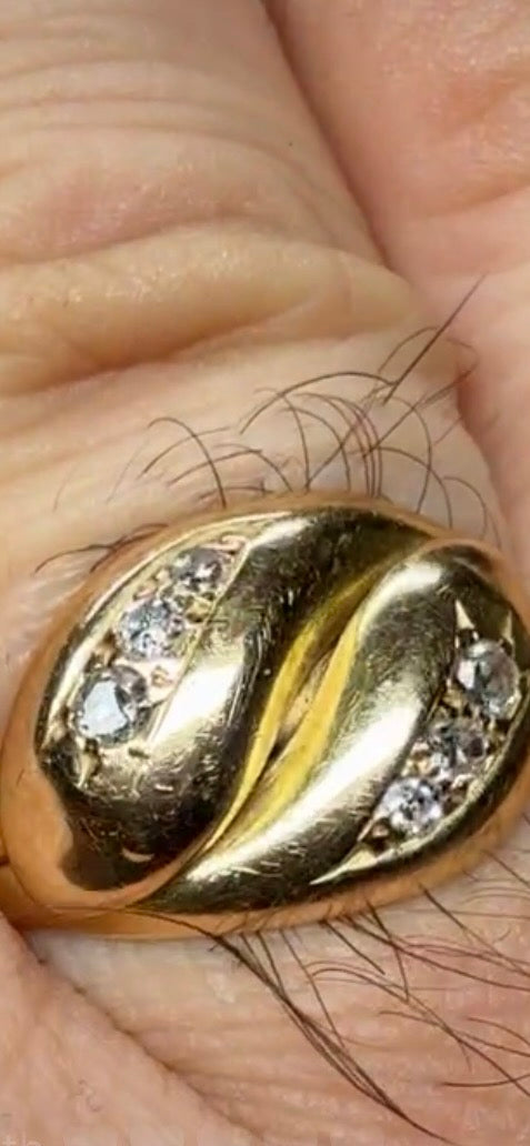 Antique 18K Double Snake Ring with Diamonds
