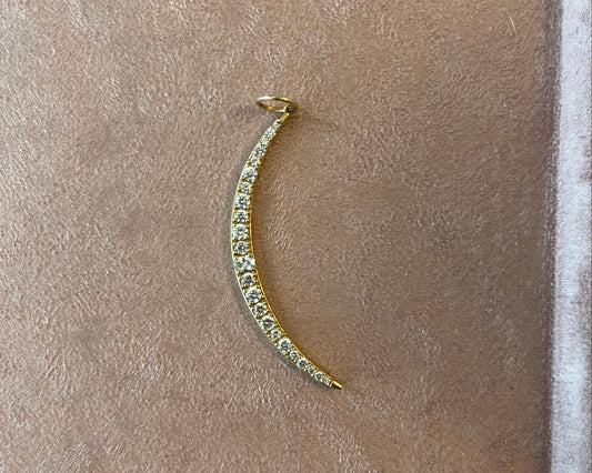 14K Vintage Diamond Crescent Charm