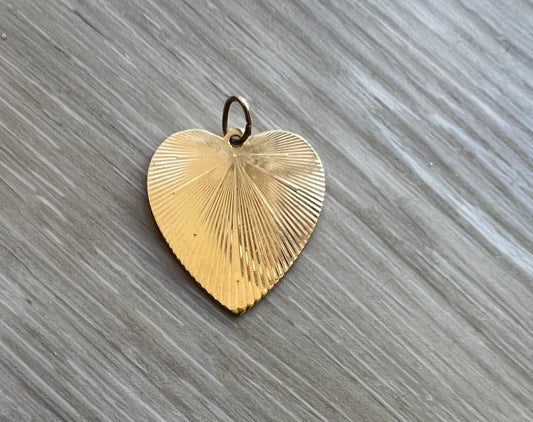 14k Engine Turned Heart Charm