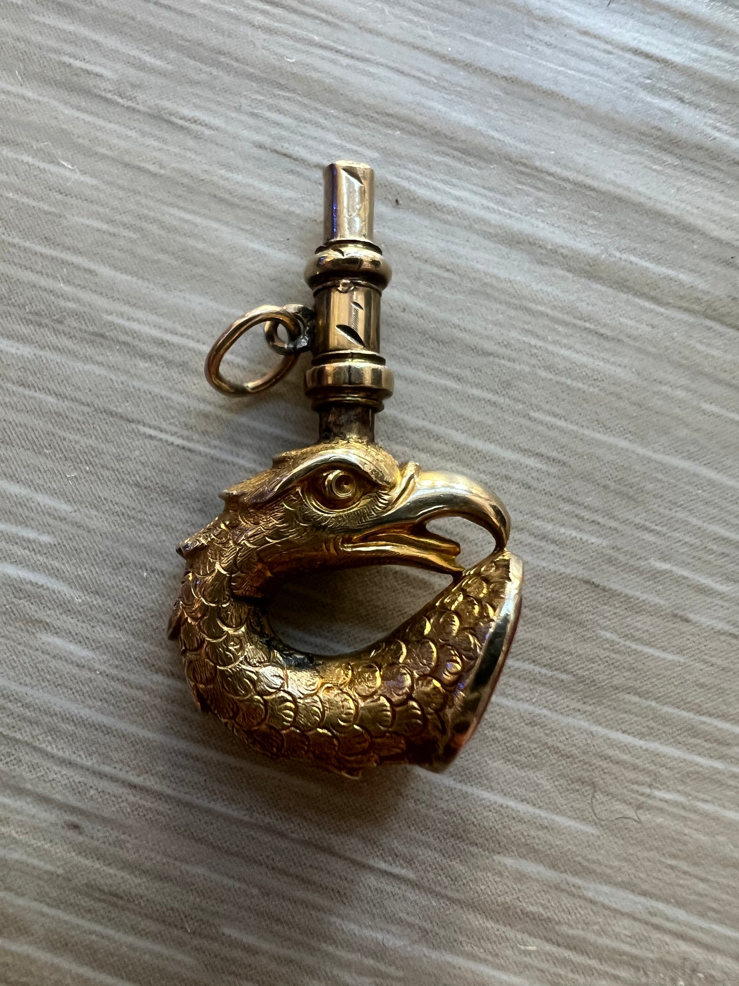 10k Griffon Head Carnelian Watch Key Fob