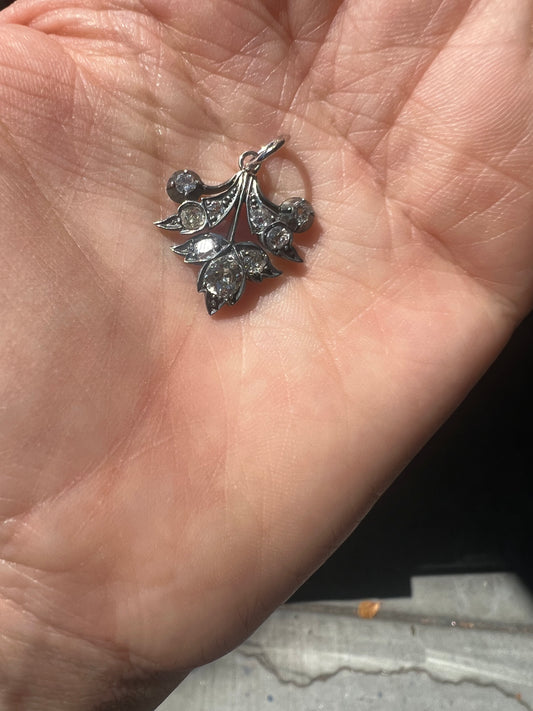Antique Diamond Leaf Charm