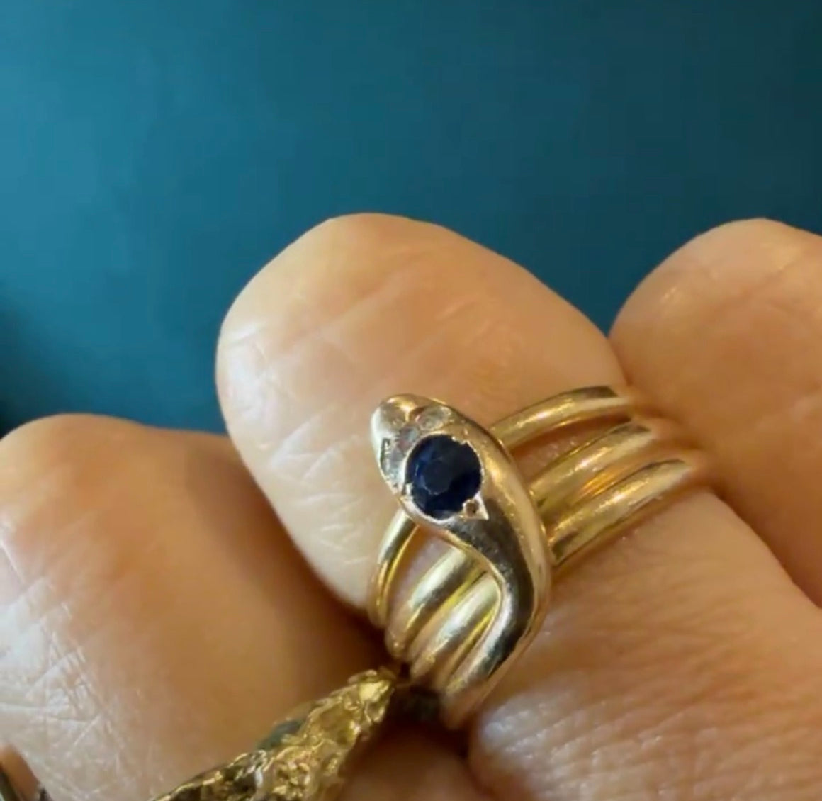 14k Sapphire & Diamond Snake Ring