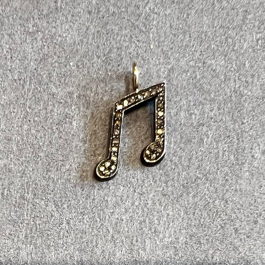 Vintage Diamond Musical Note Charm