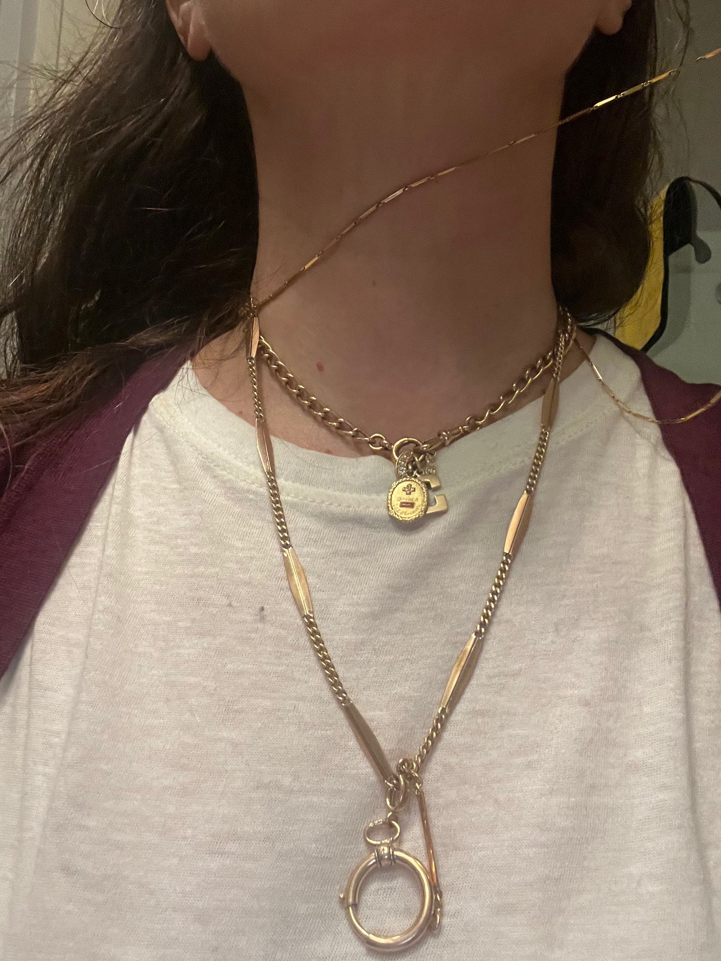 Antique 14k Watch Chain w Big Bolt