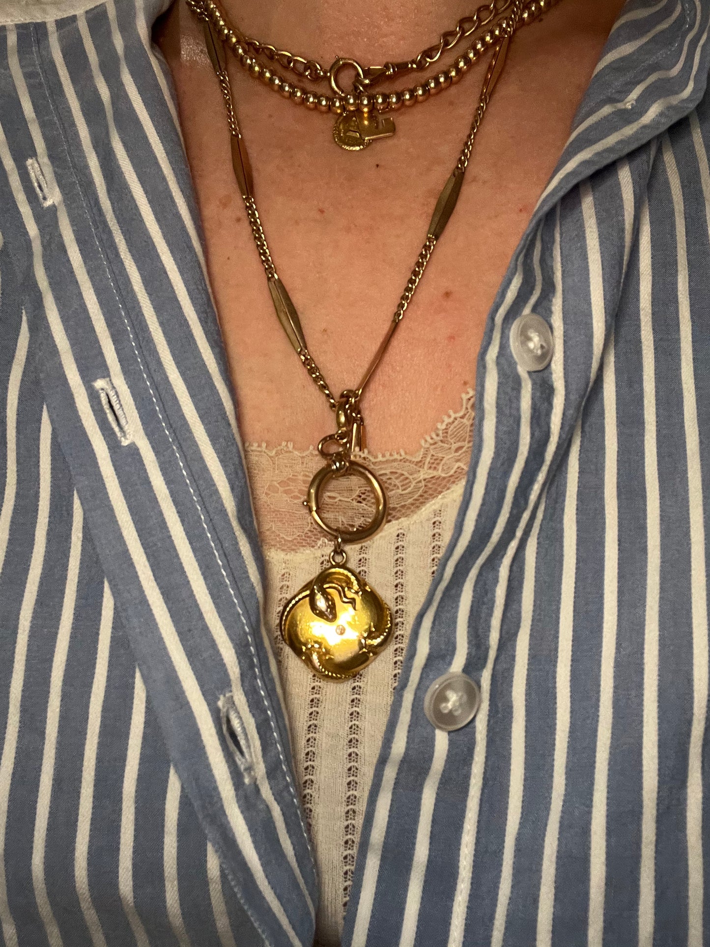 Antique 14k Watch Chain w Big Bolt