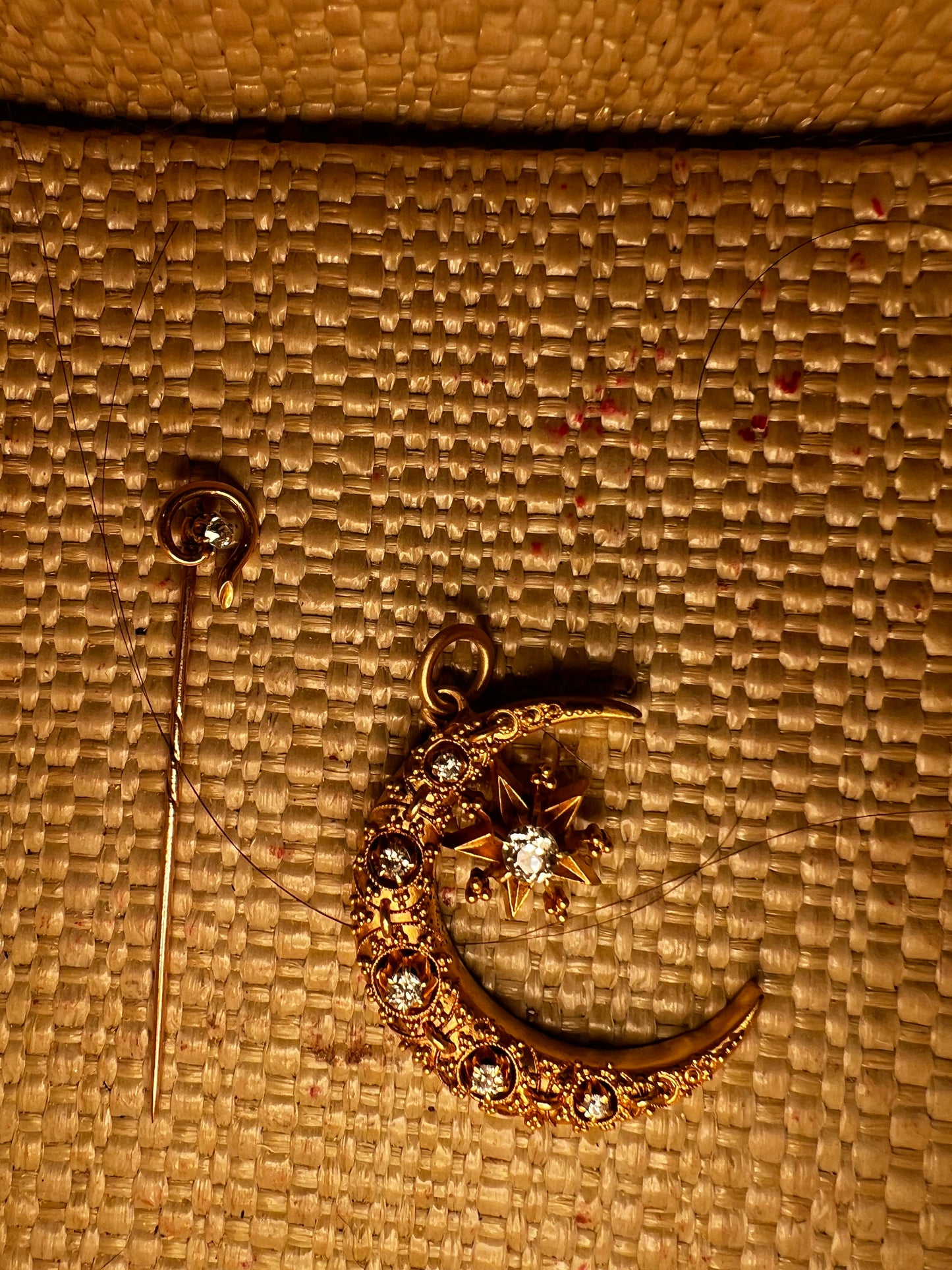 14k Diamond Celestial Crescent Star