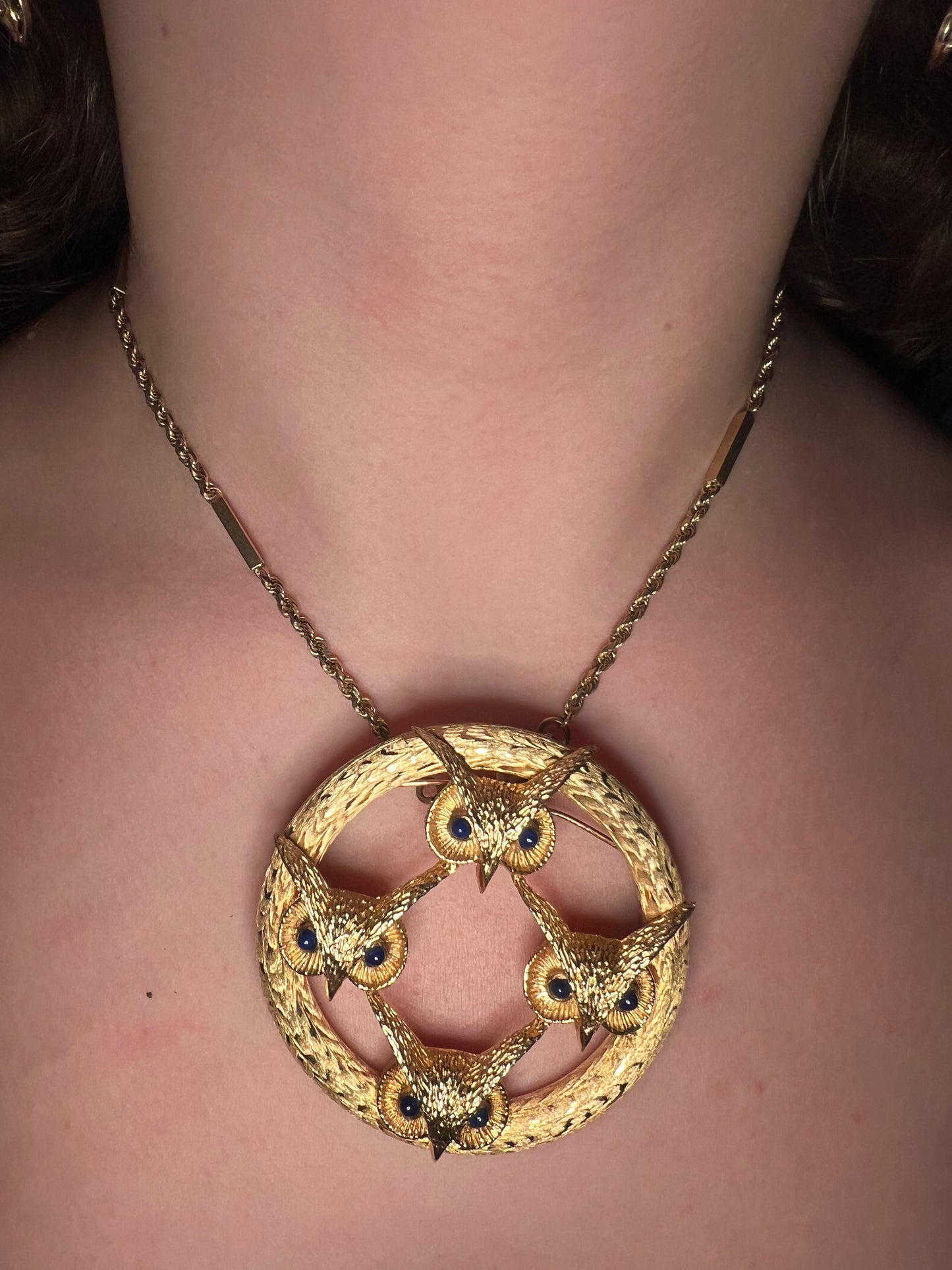 14k  Lapis Eyed Owl Pendant