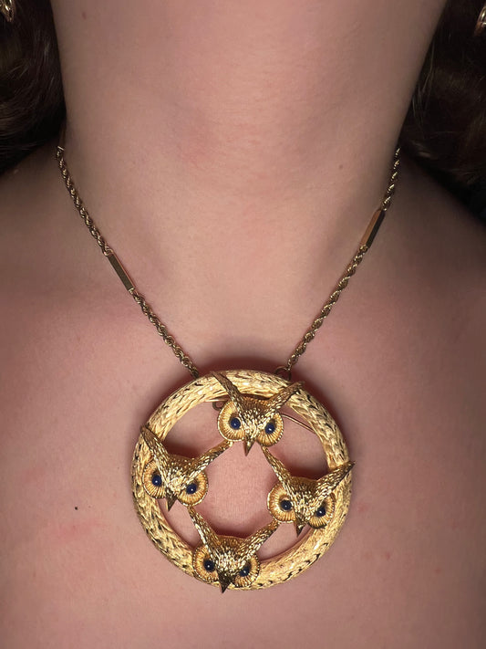 14k  Lapis Eyed Owl Pendant