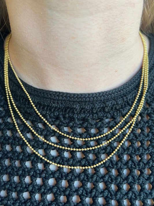 Vintage 14k Triple Strand Bead Ball Necklace