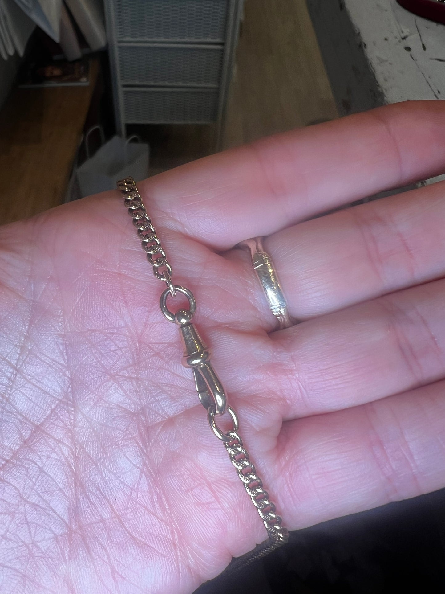 Antique 9k Curb Watch Chain with Dog Clip