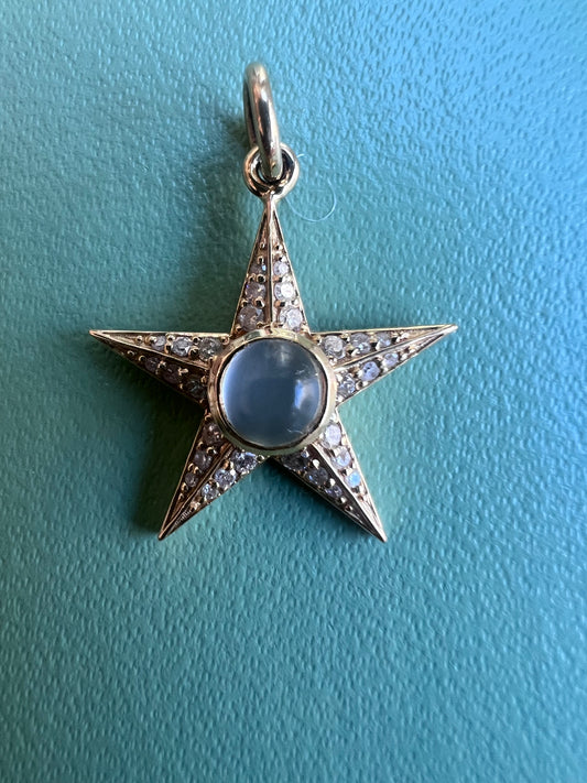Vintage 14k Moonstone Diamond Star