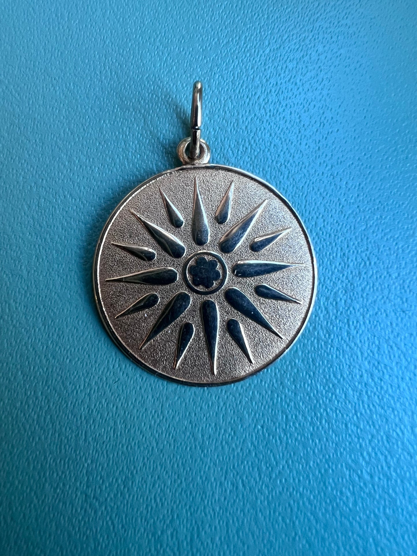 Vintage 14k Engine Turned Sun Pendant