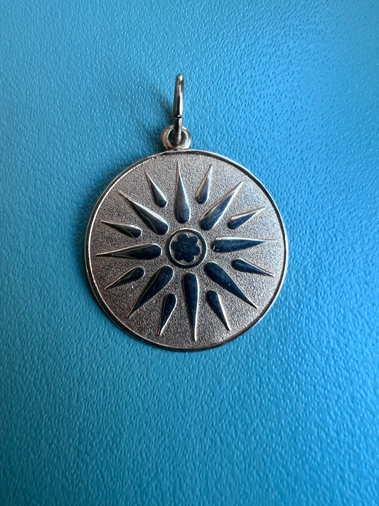 Vintage 14k Engine Turned Sun Pendant