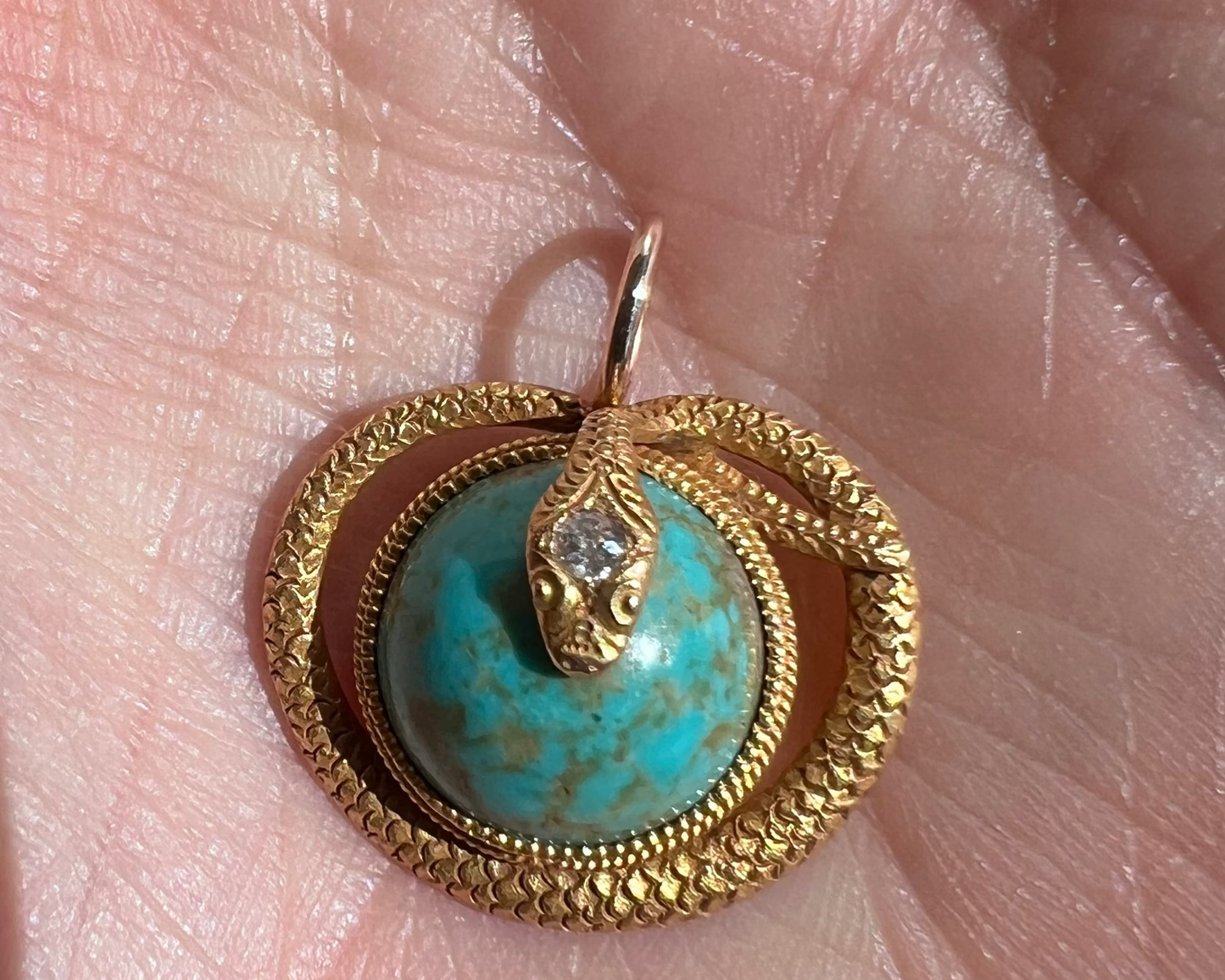 Victorian Turquoise Snake Pendant