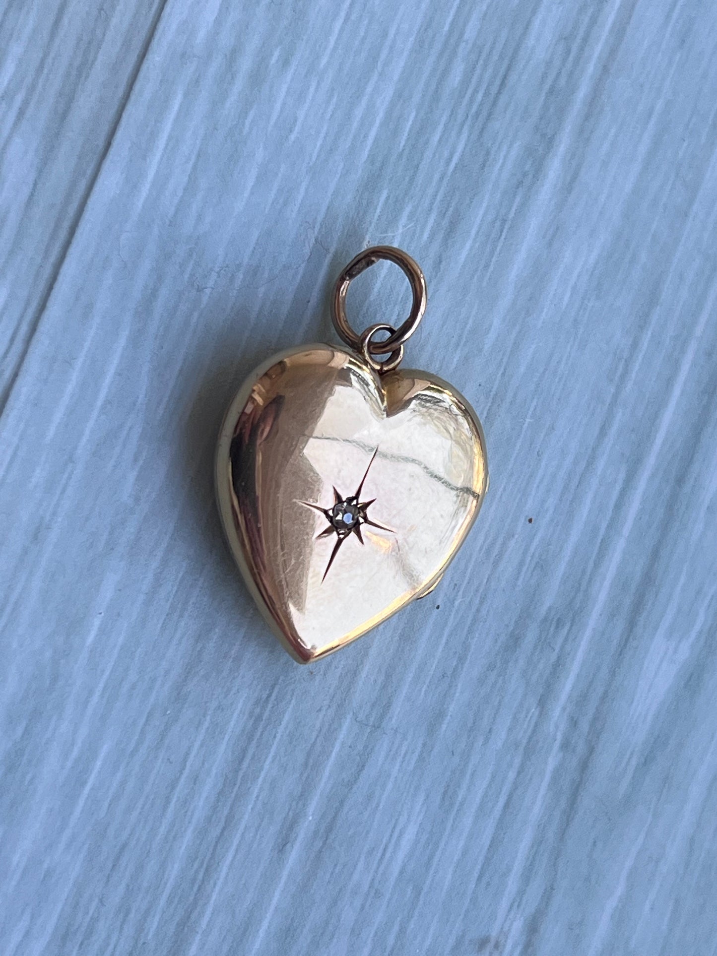 Victorian 18k Star-Set Diamond Heart Locket Pendant
