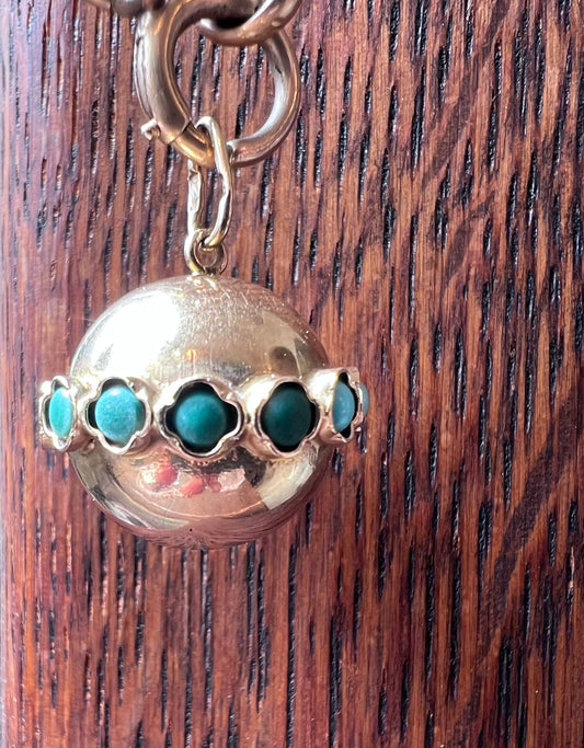 Antique 15k Orb Pendant with Turquoise