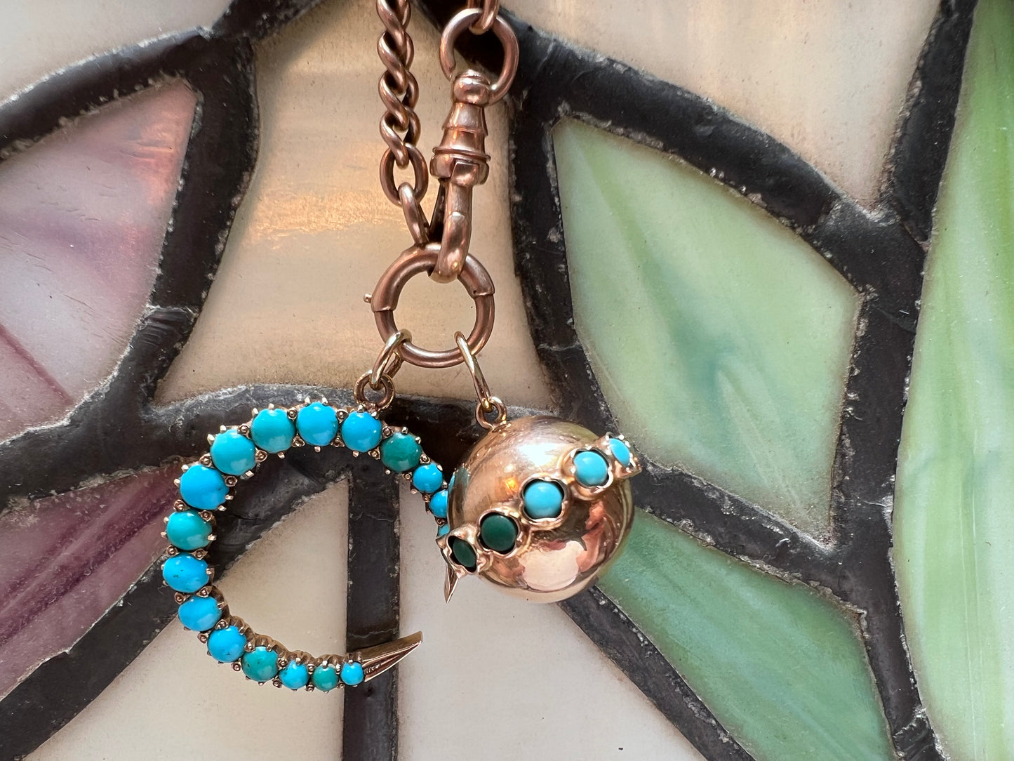 Antique 15k Orb Pendant with Turquoise
