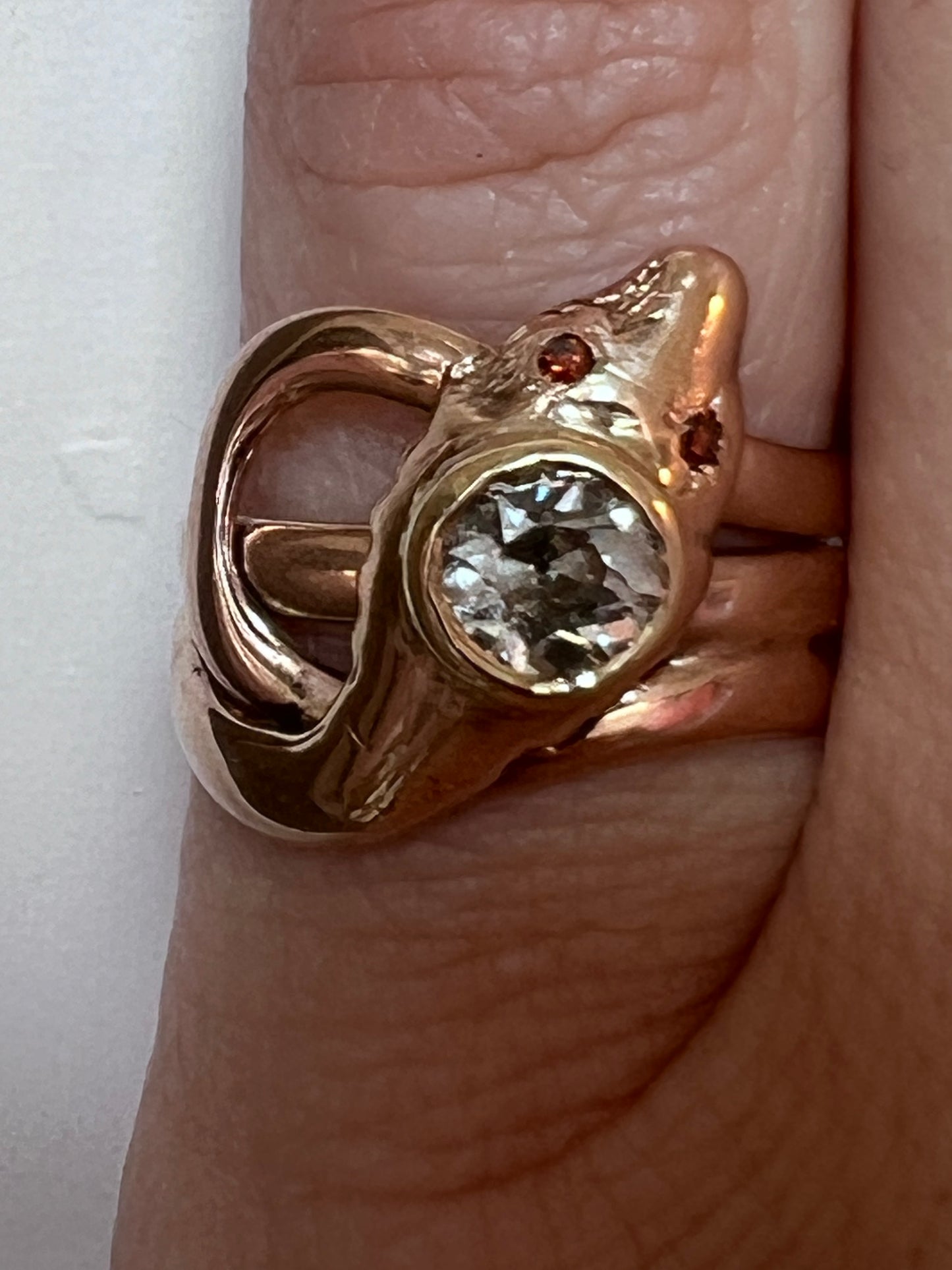 Antique Snake Ring with Old Euro Cut Diamond