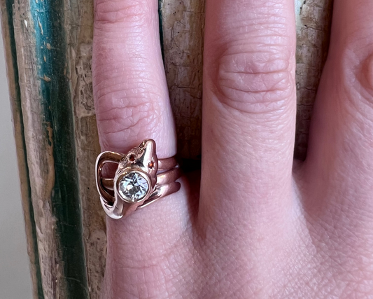 Antique Snake Ring with Old Euro Cut Diamond