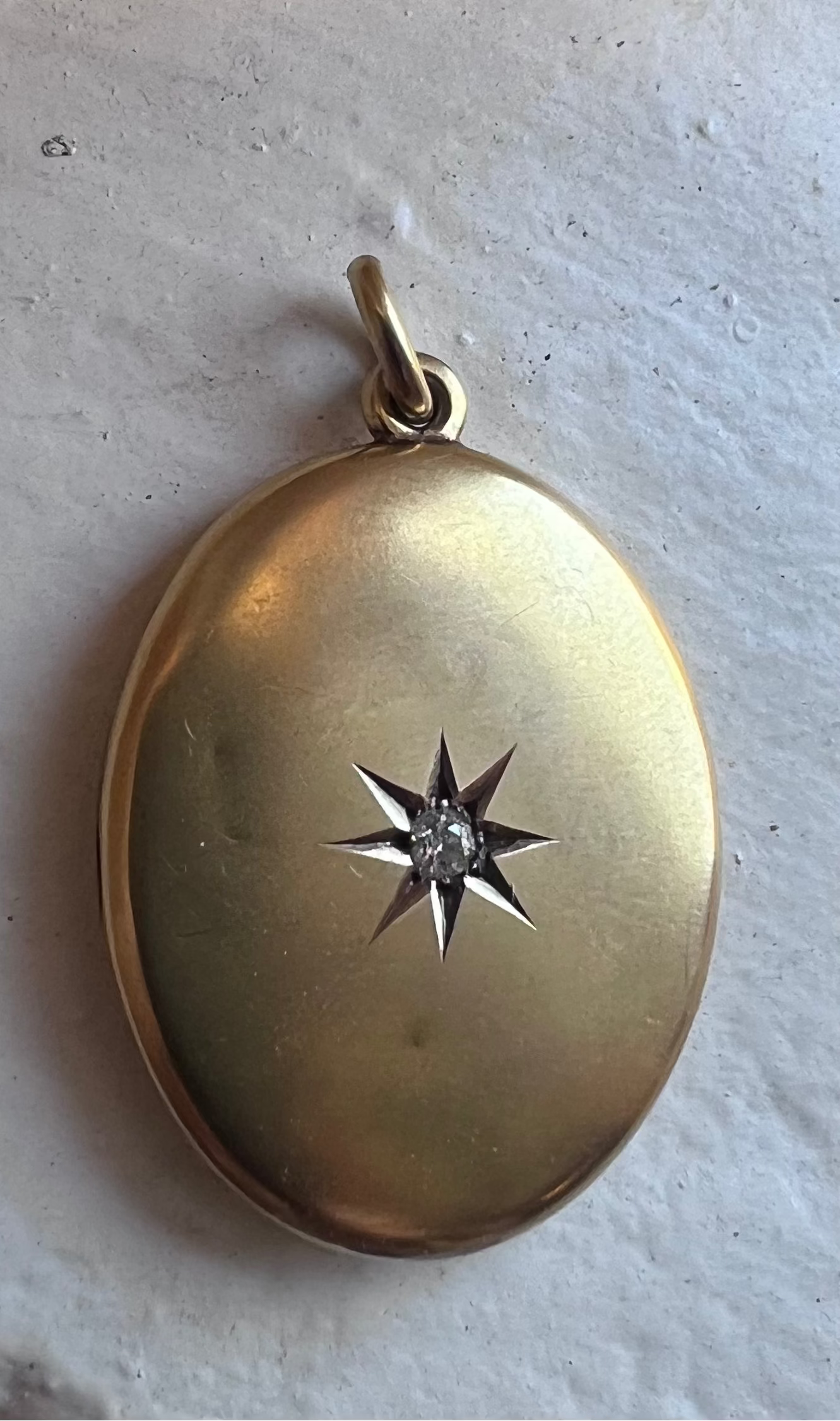 Antique Gold and Star-Set Diamond Oval Locket
