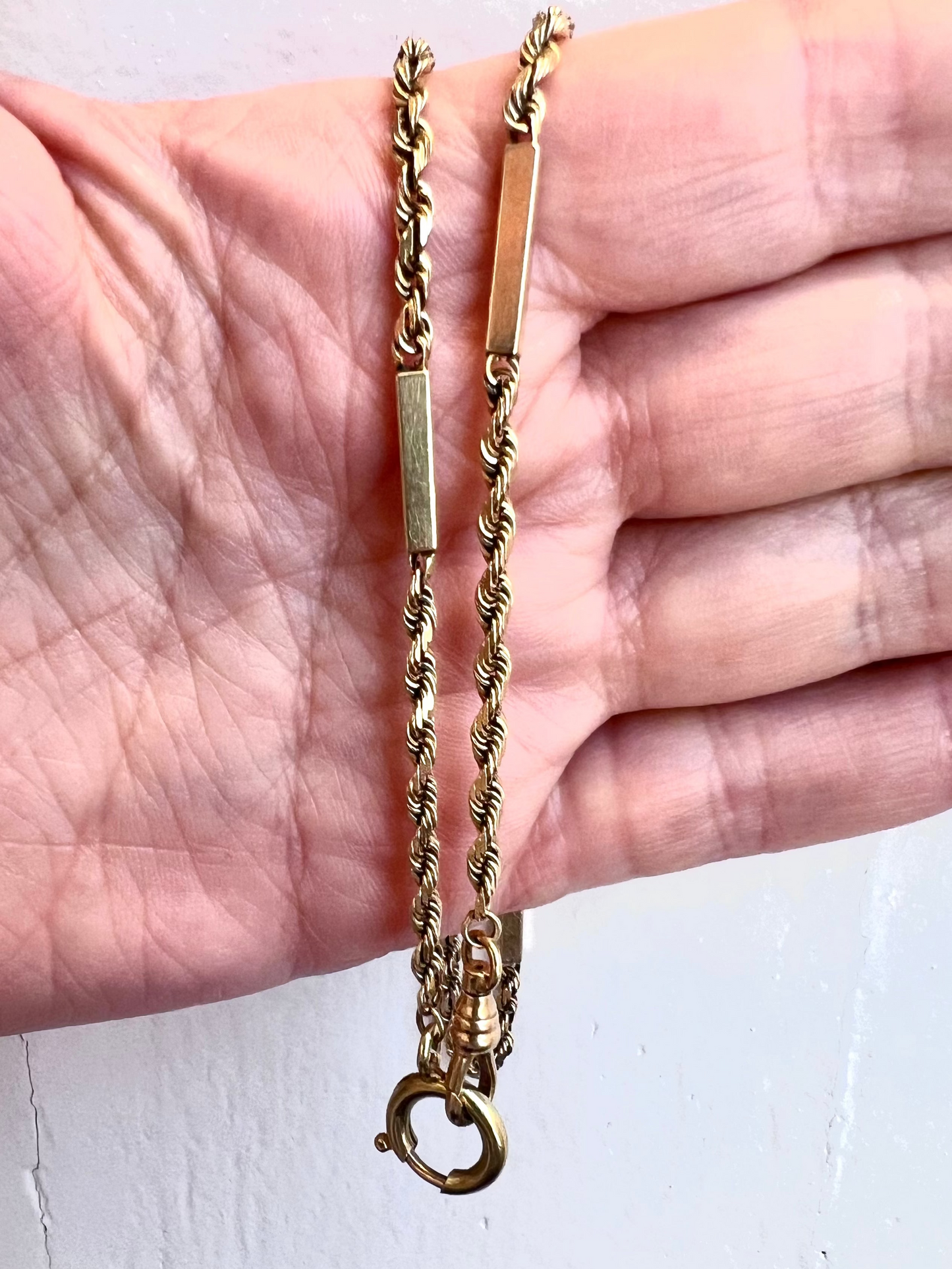 Antique Rope Chain Bar Link Necklace
