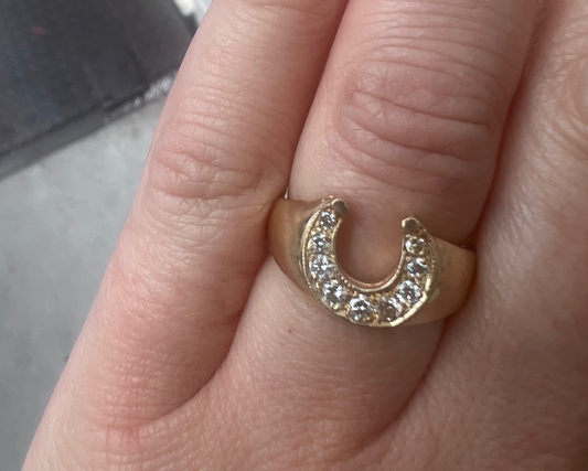 18K Vintage Horseshoe Ring with Diamonds