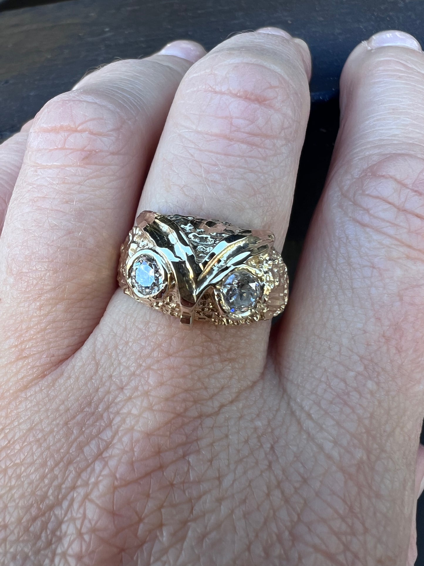 14K Vintage Diamond Owl Ring