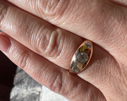 18K Victorian 3-Stone Diamond Ring