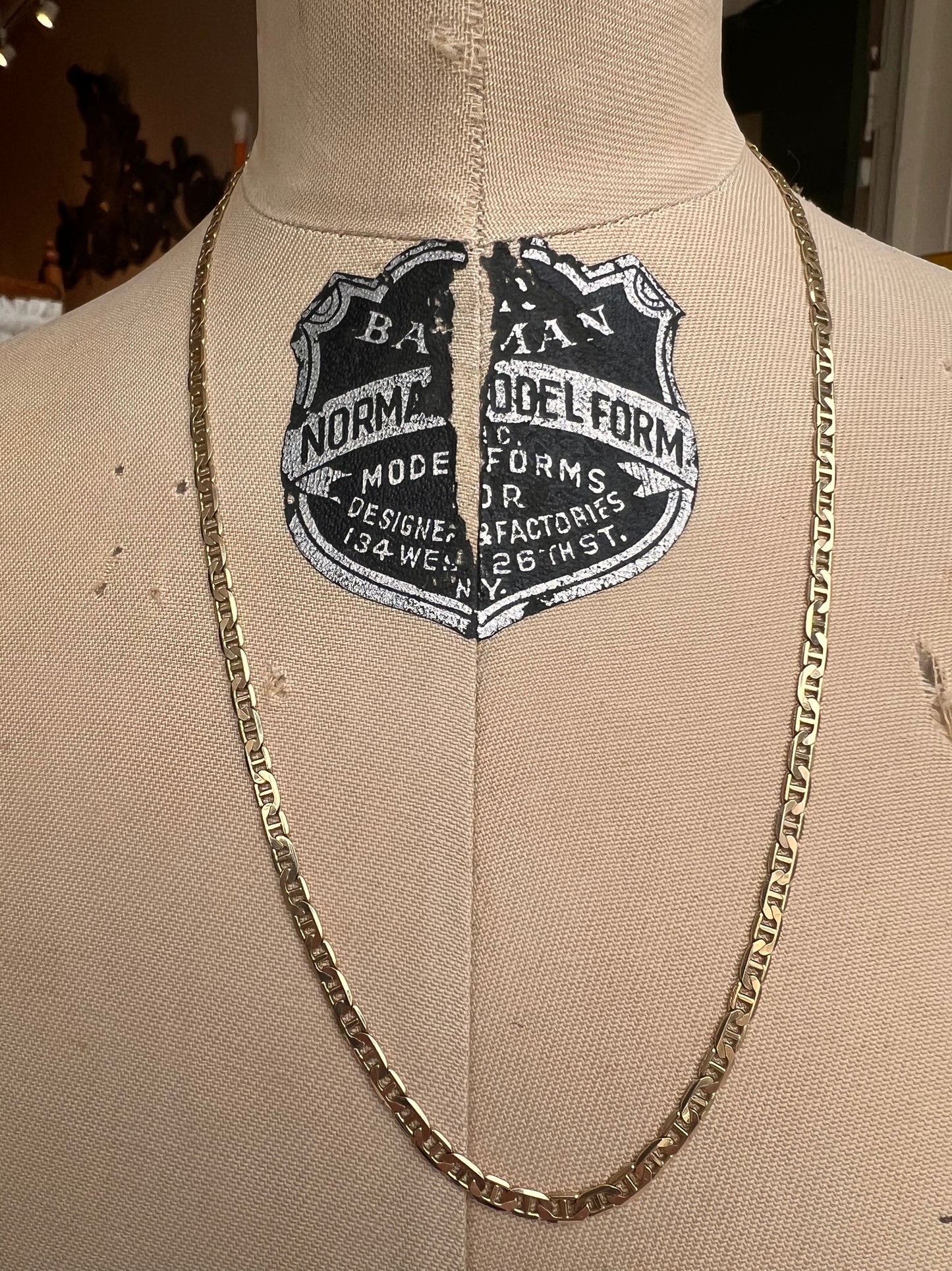 14K Vintage Flat Mariner Link Necklace