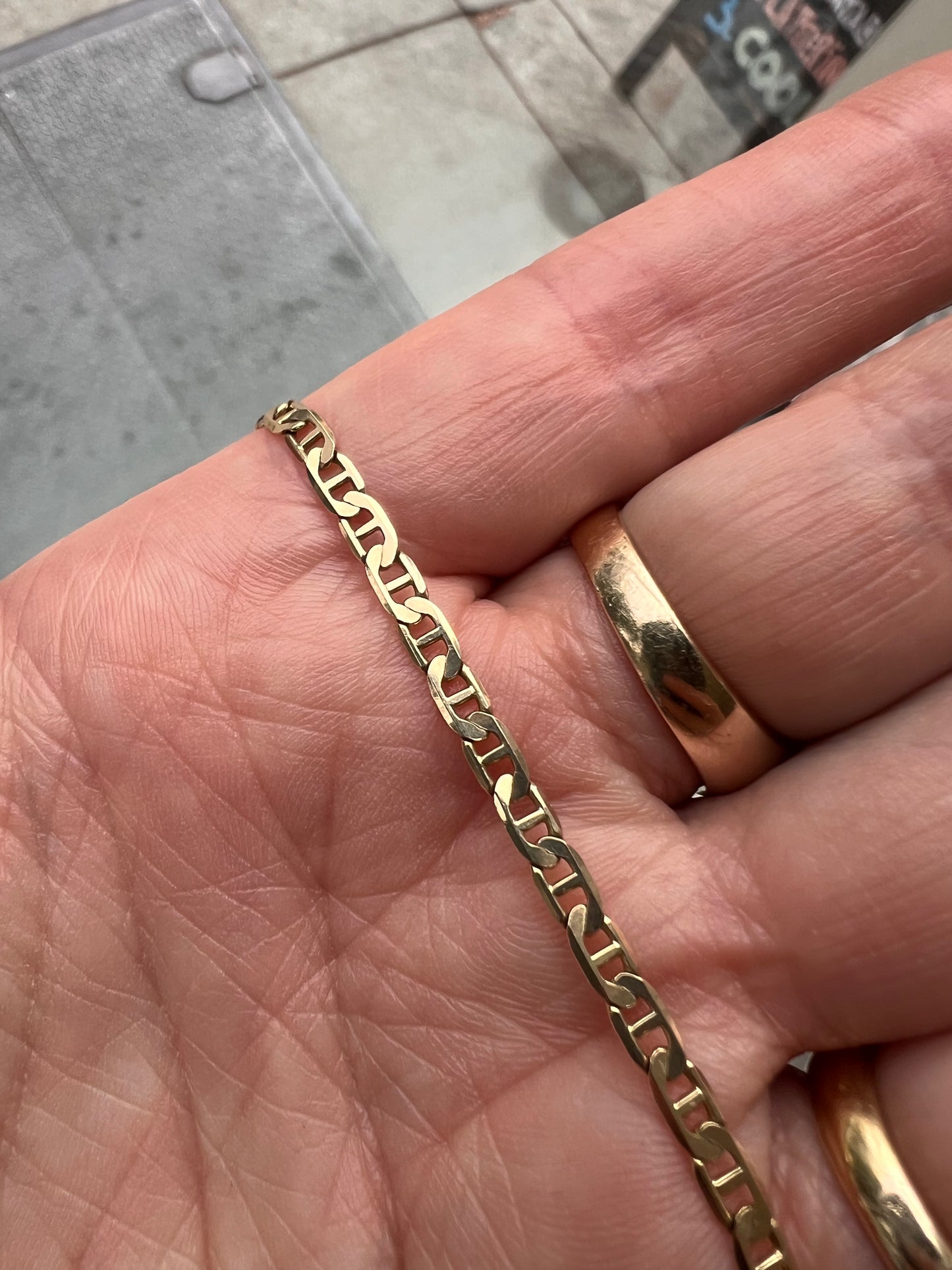 14K Vintage Flat Mariner Link Necklace