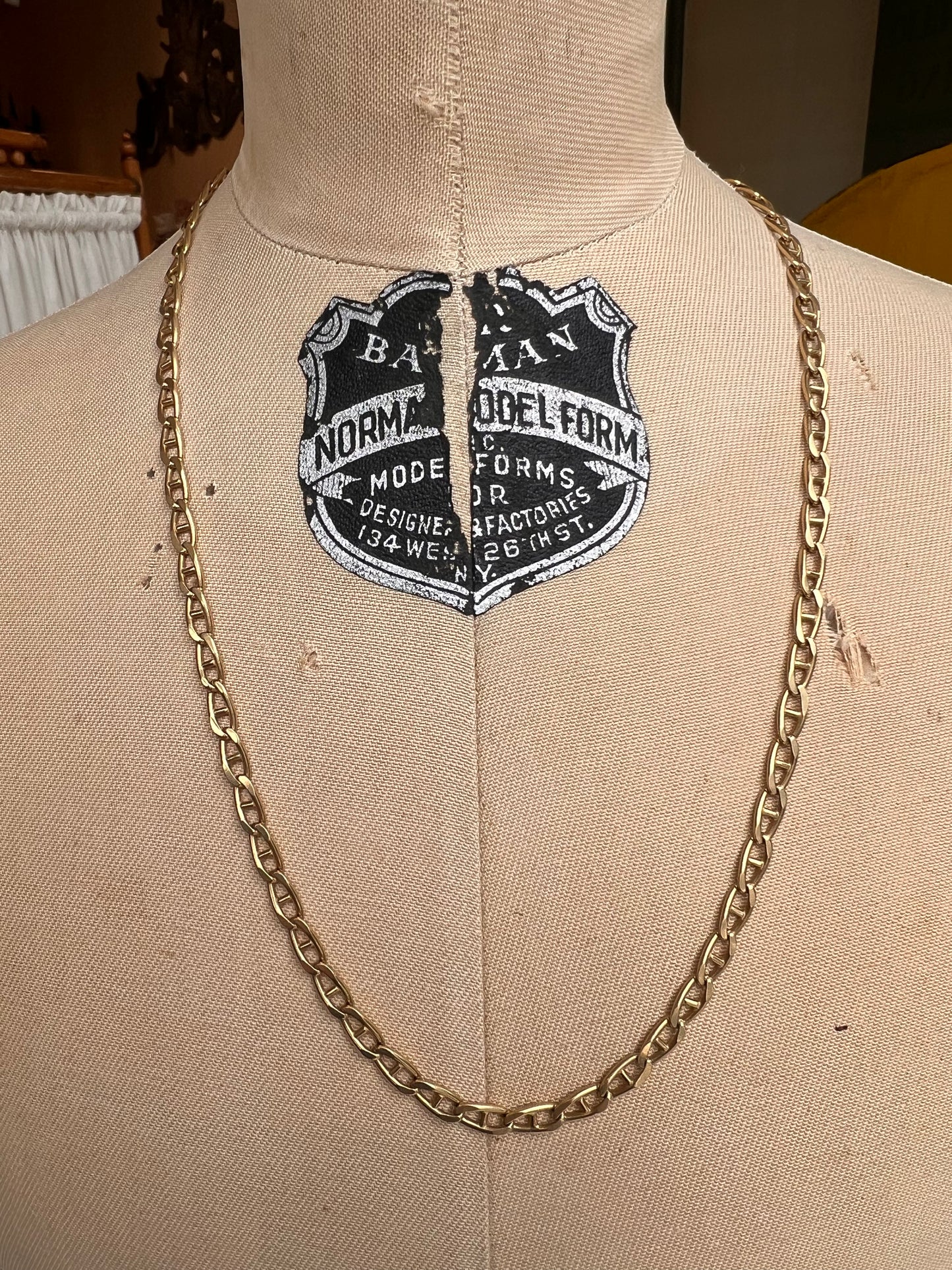 14K Vintage Solid Mariner Link Necklace
