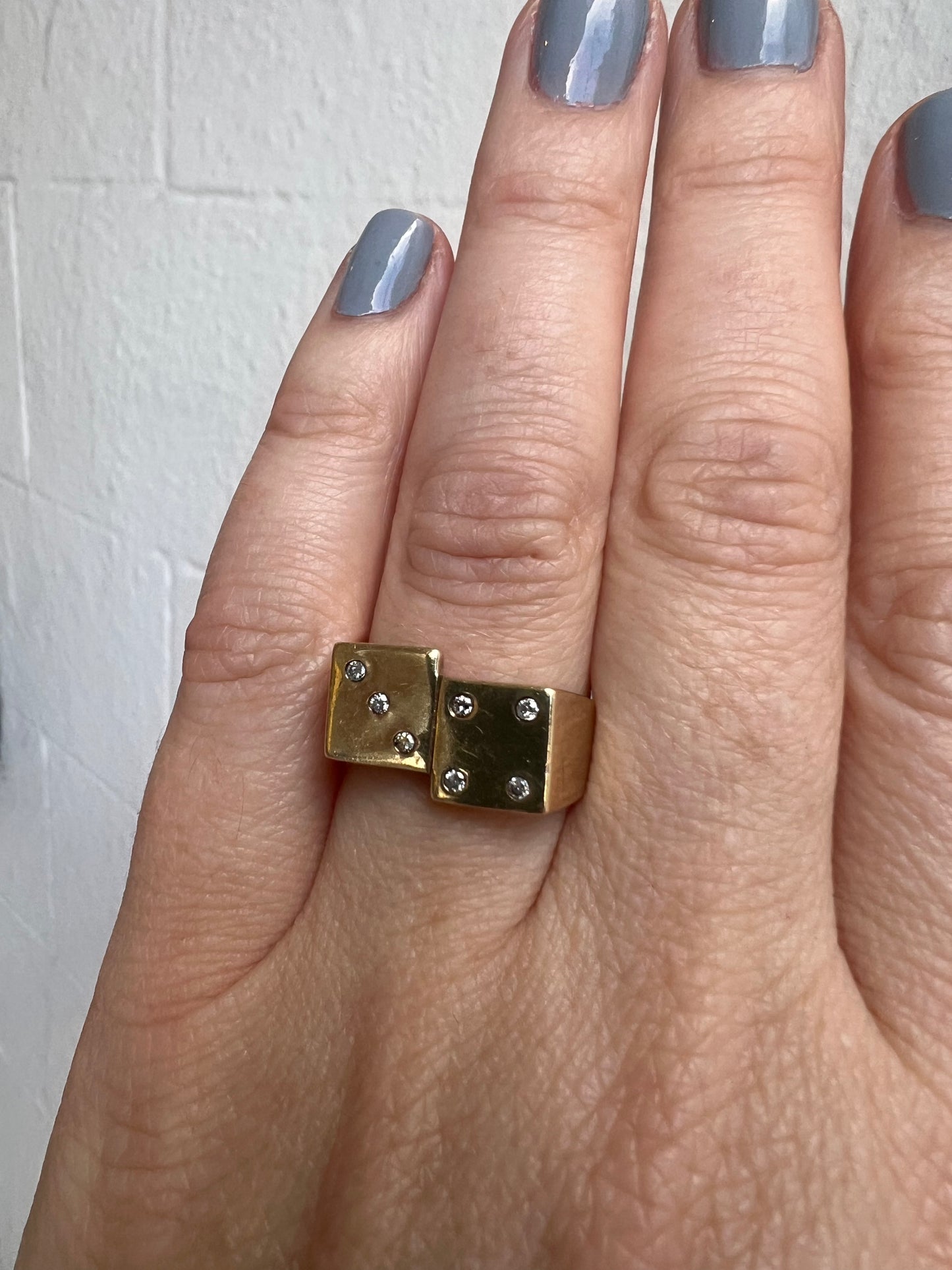 14K Vintage Diamond Dice Ring
